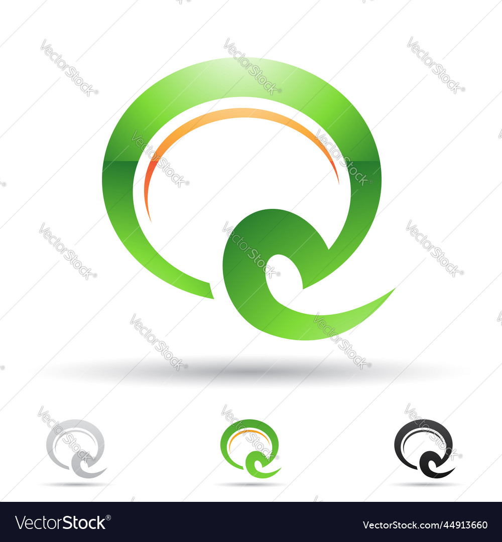 Orange and green glossy abstract logo icon Vector Image