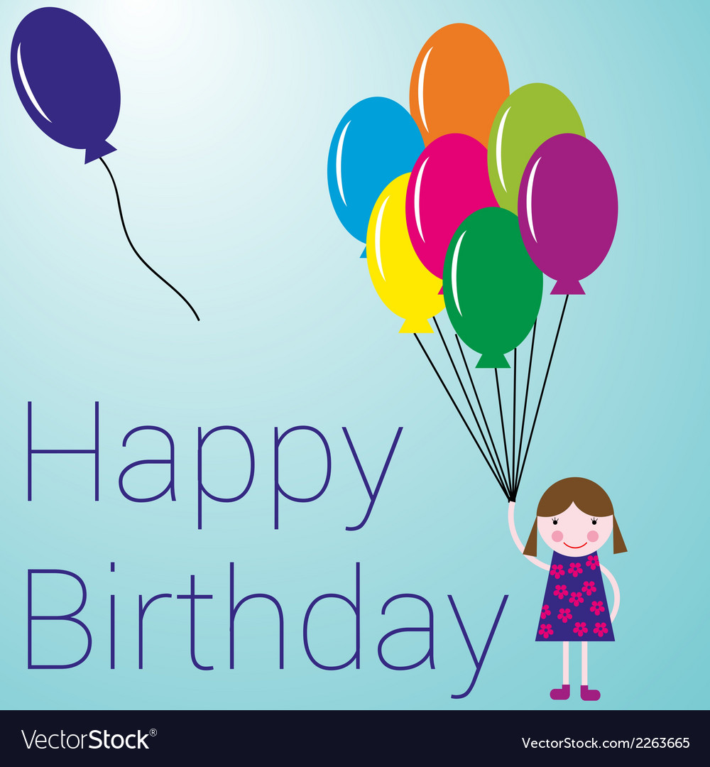 Happy birthday card with balloons Royalty Free Vector Image