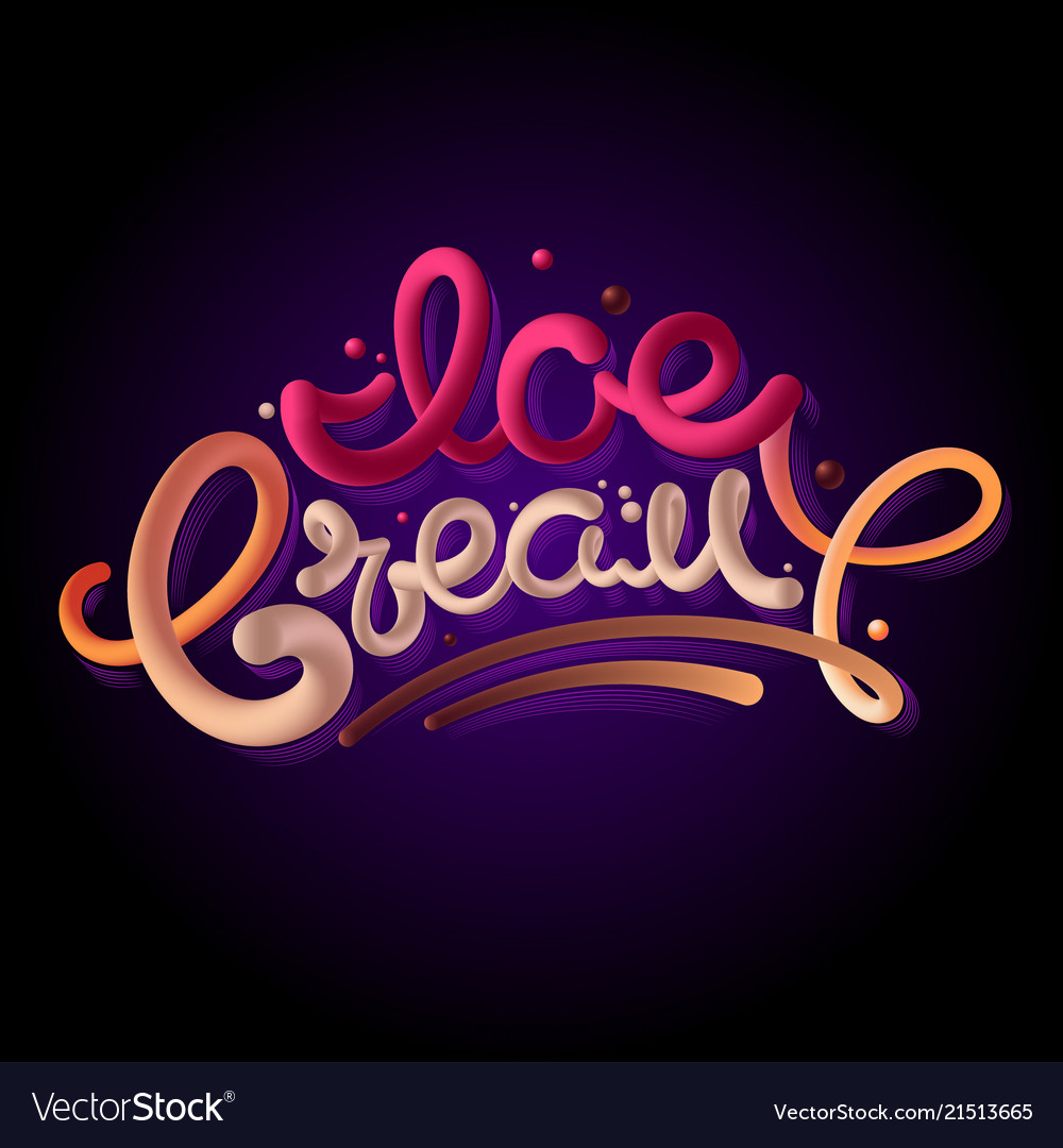 Ice cream 3d lettering typography Royalty Free Vector Image