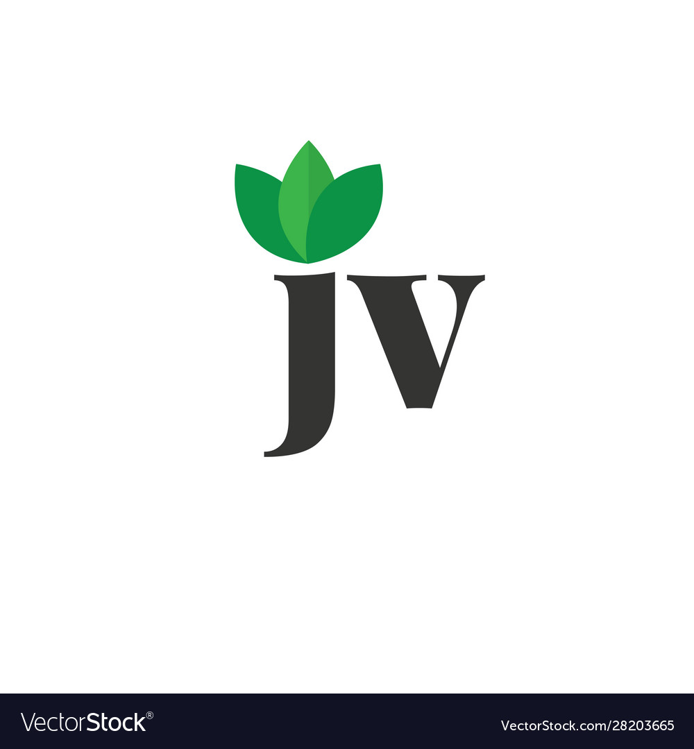 Initial letter jv green leaf logo design template