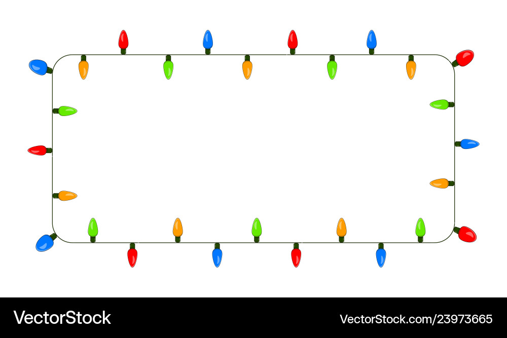 Light bulb garland square border christmas design Vector Image