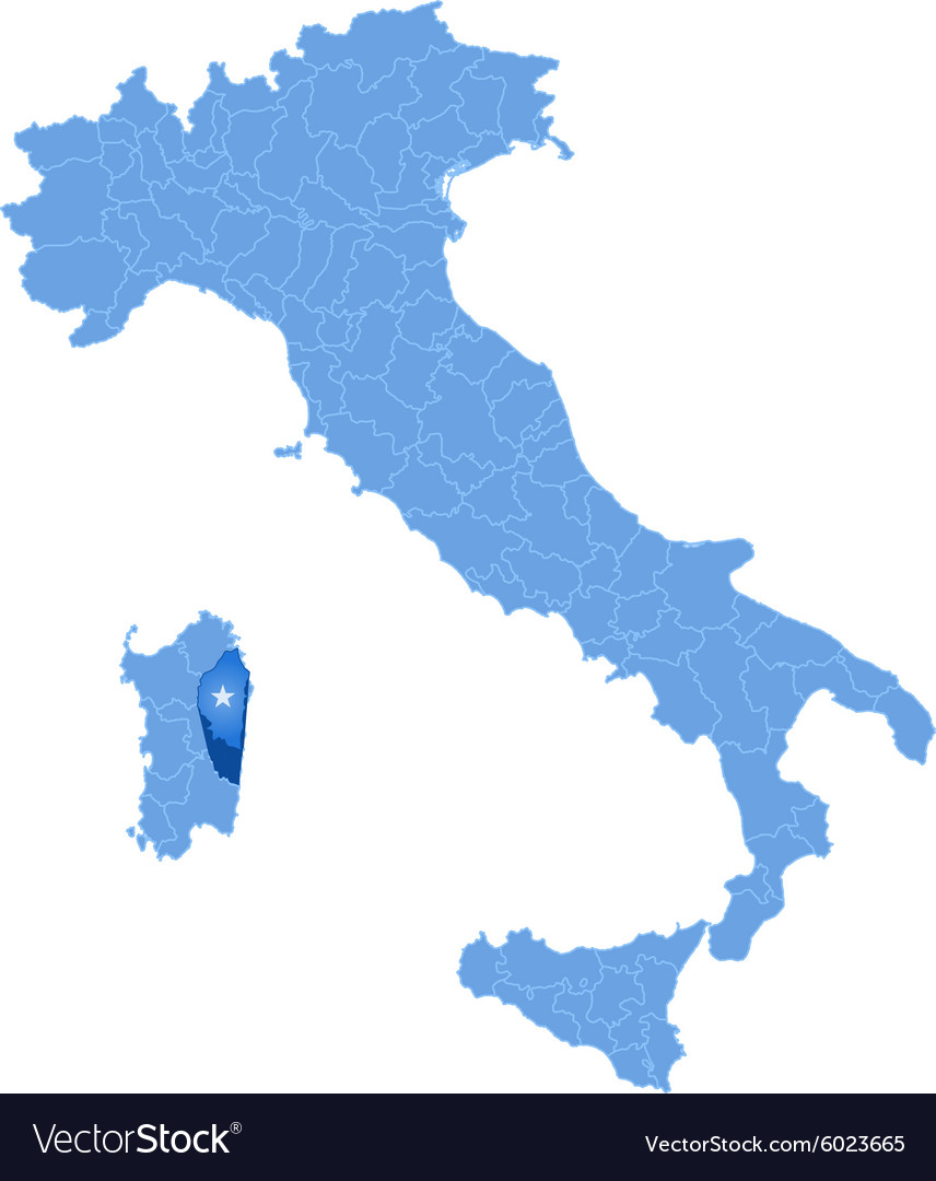 Map of italy ogliastra Royalty Free Vector Image