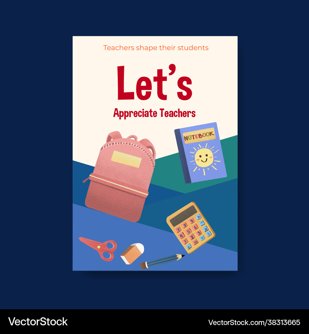 Poster template with teachers day concept design Vector Image