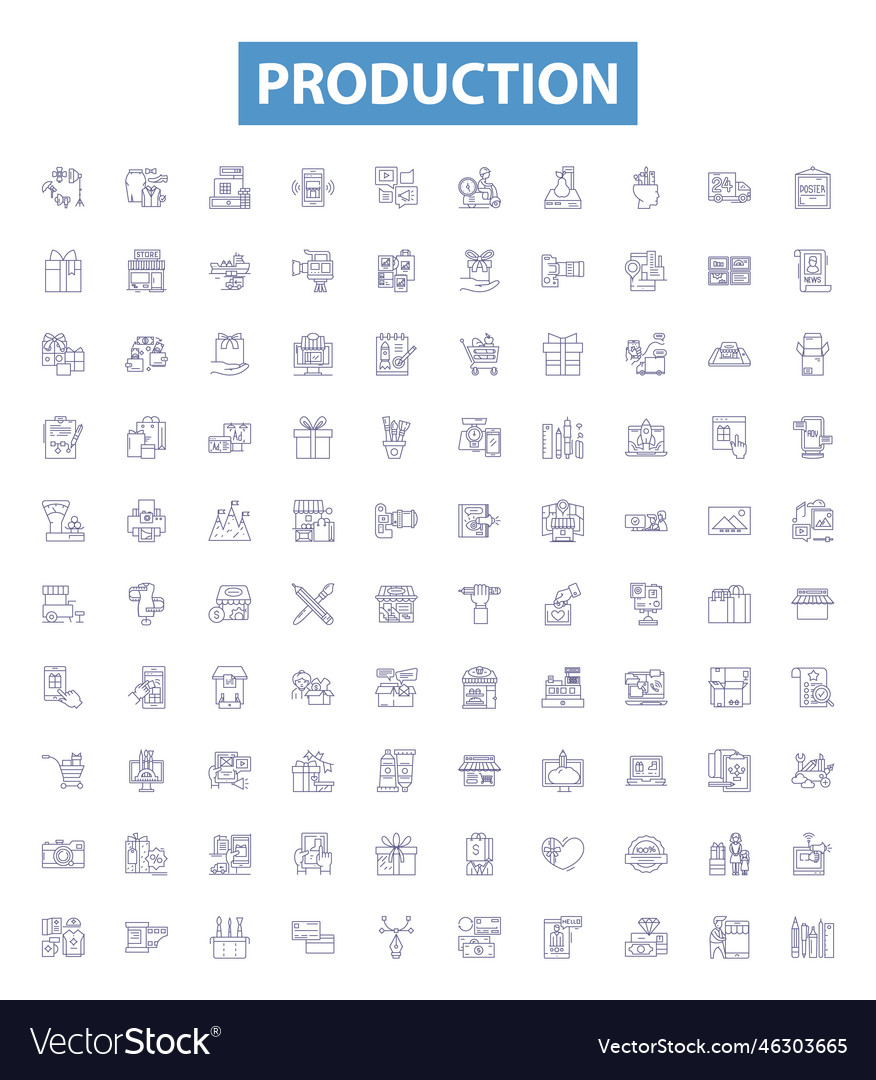 Production line icons signs set producing