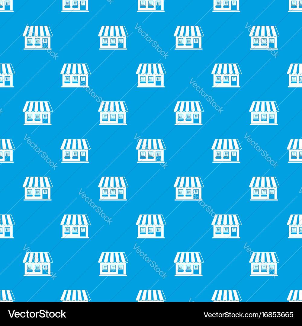 Shop pattern seamless blue Royalty Free Vector Image