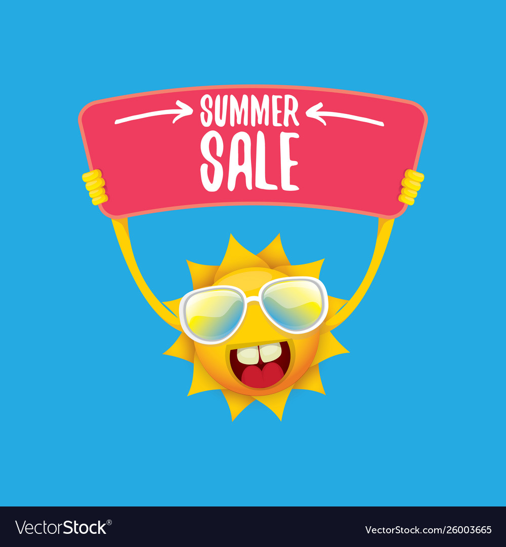 Summer happy sun holding sale offer sign