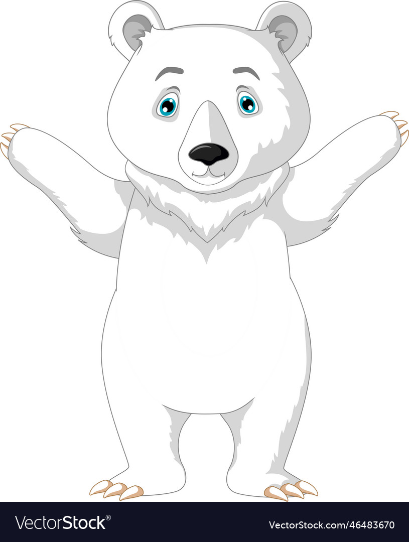 Cute polar bear cartoon posing Royalty Free Vector Image