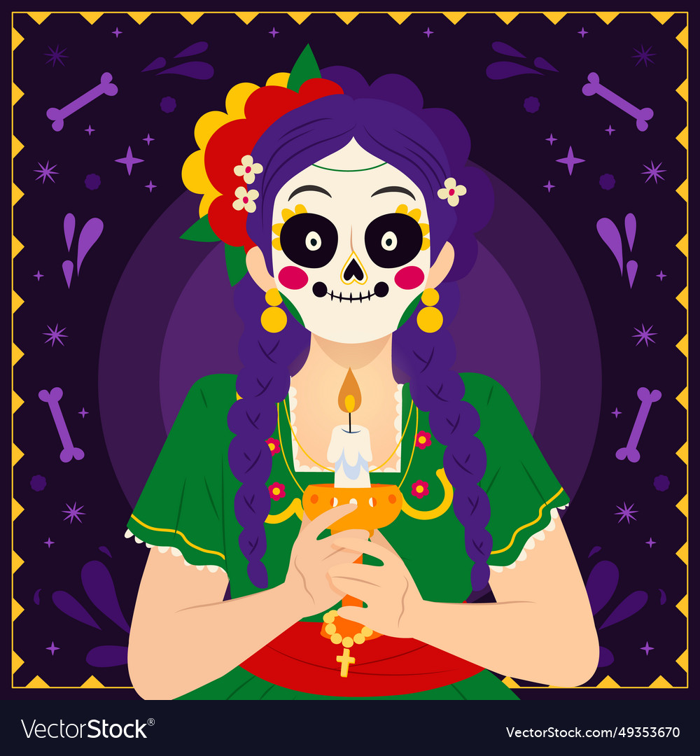 Dia de muertos celebration isolated on white Vector Image