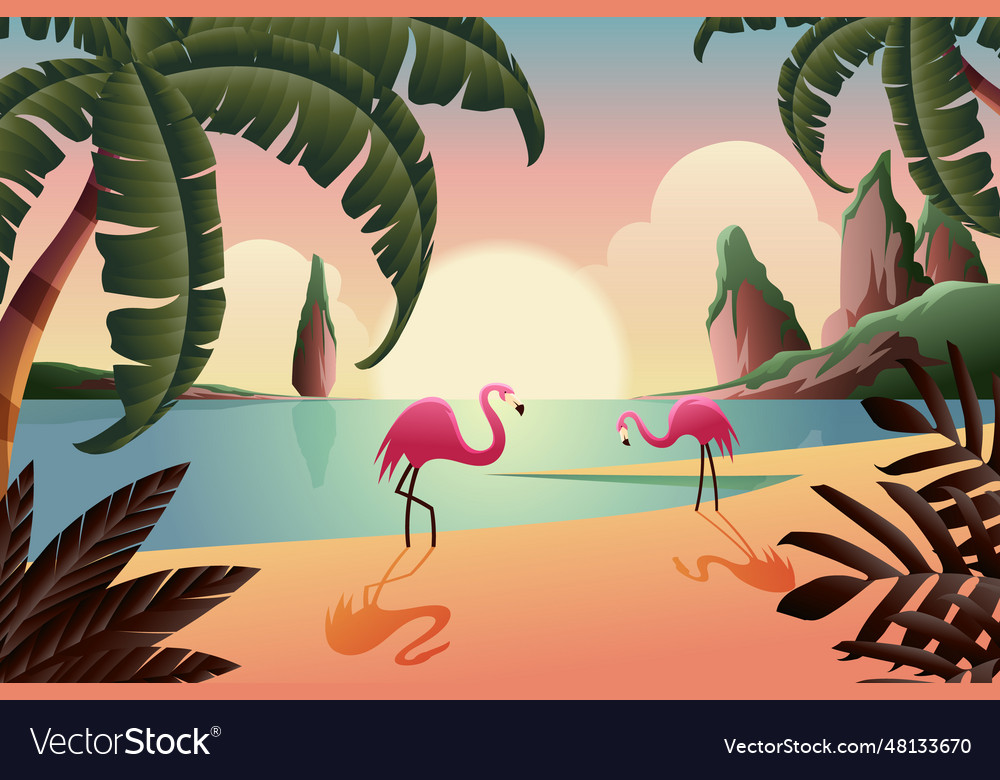 Gradient tropical sunset background