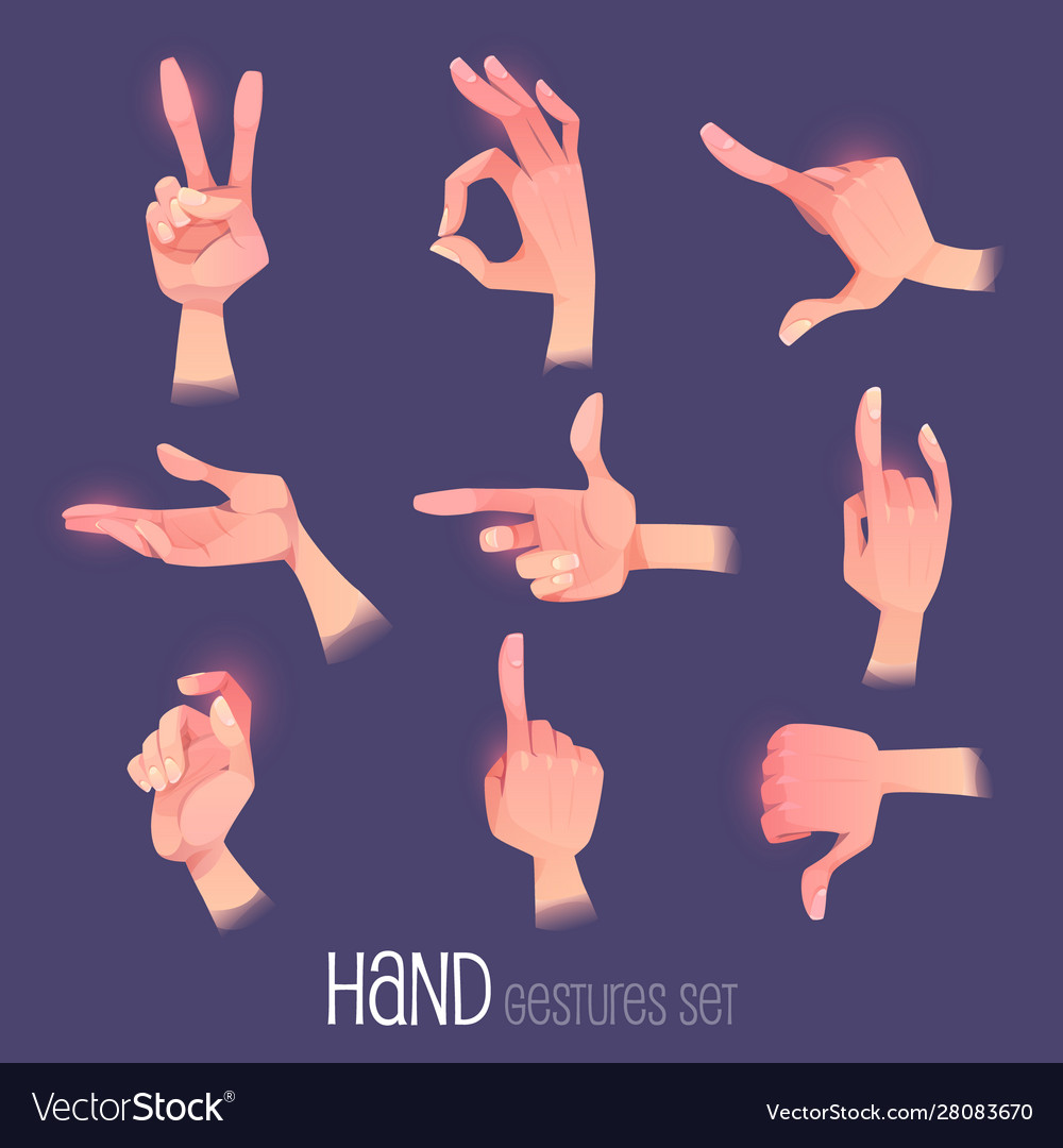 Hand Gestures Set In Different Positions Isolated Vector Image 6293