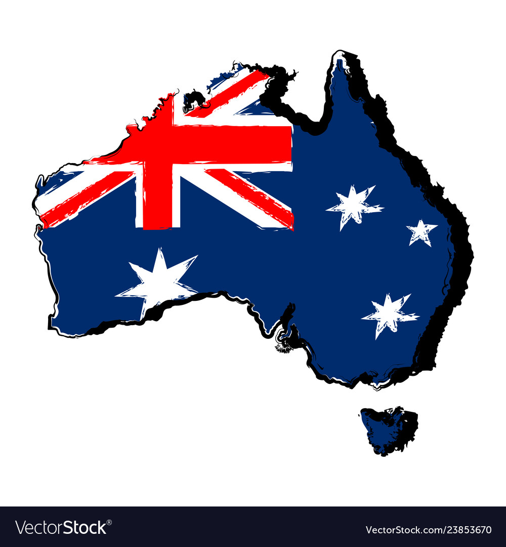 Map of australia with flag Royalty Free Vector Image