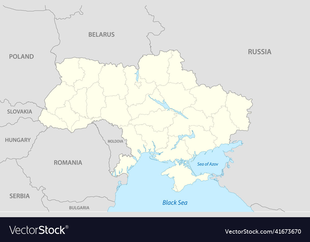 Political map of ukraine with borders Royalty Free Vector