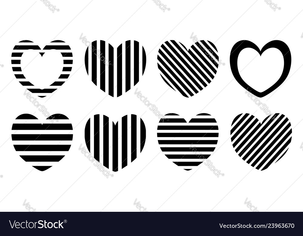 Striped heart set pattern design