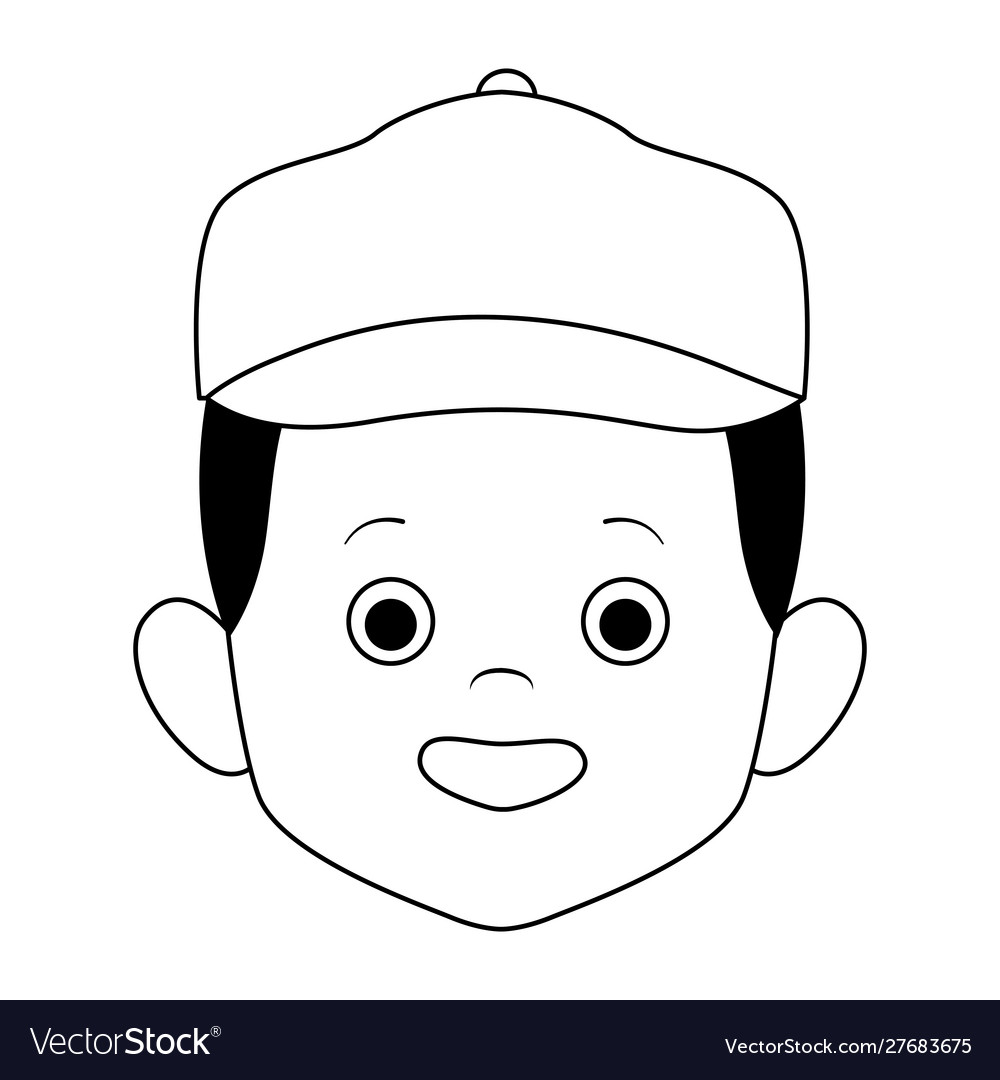 Cartoon happy boy with a cap icon Royalty Free Vector Image