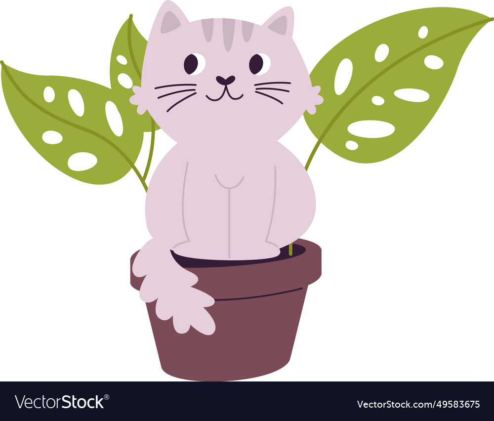 Cat sitting in pot Royalty Free Vector Image - VectorStock