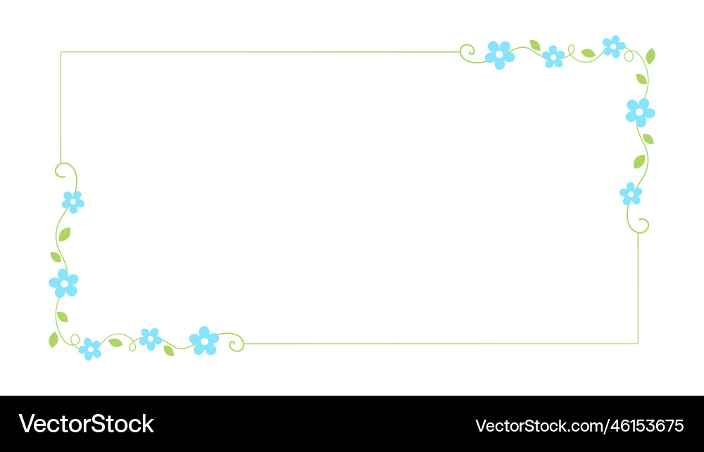 Cute botanical rectangular frame hand drawn line Vector Image