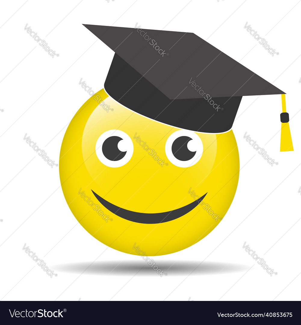 Cute cheerful smiley wearing a student hat Vector Image