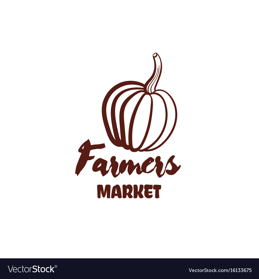 Farmers market pumpkin monochrome emblem