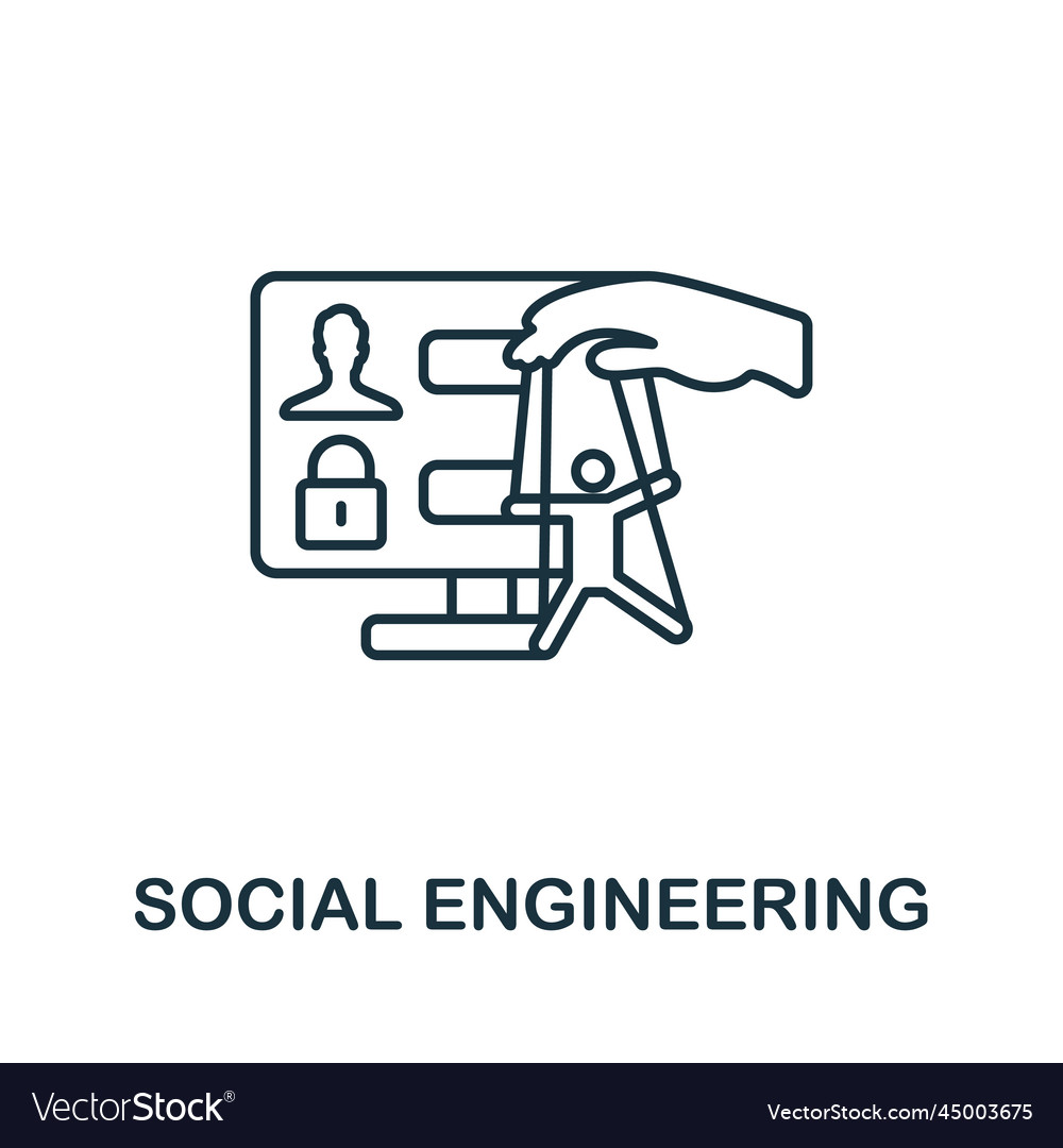 Social engineering icon monochrome simple cyber