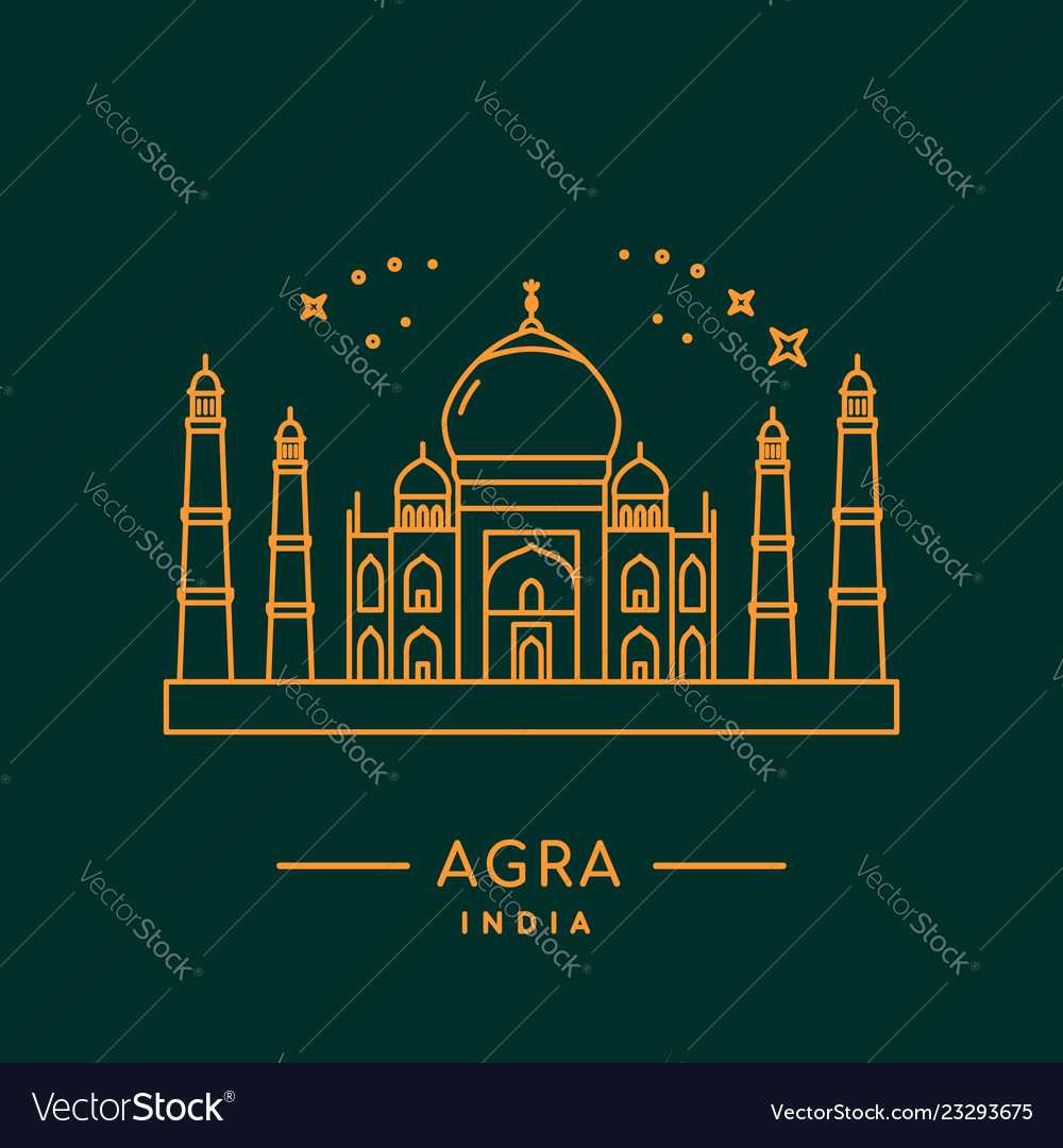 Taj mahal line art agra india