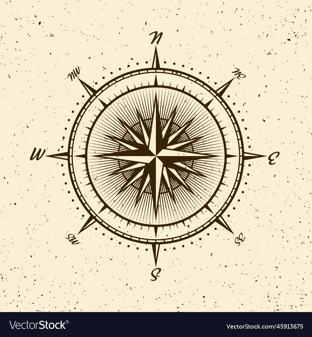 Vintage marine wind rose nautical chart Royalty Free Vector