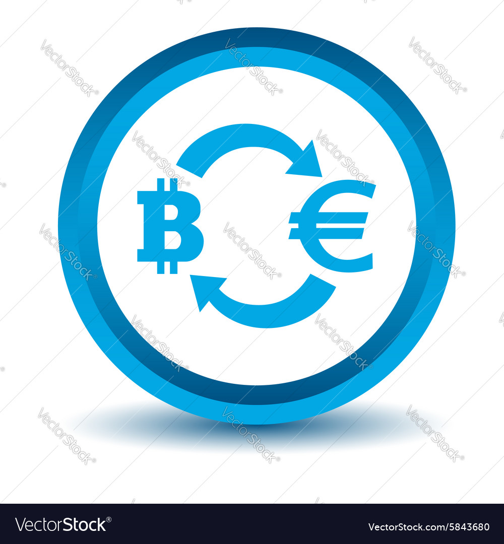 Bitcoin-euro exchange icon blue 3d