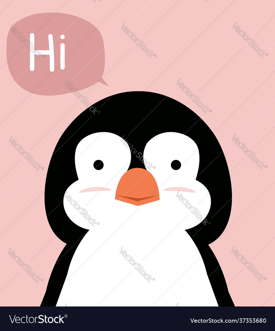 Cute penguin say hi bubble text Royalty Free Vector Image