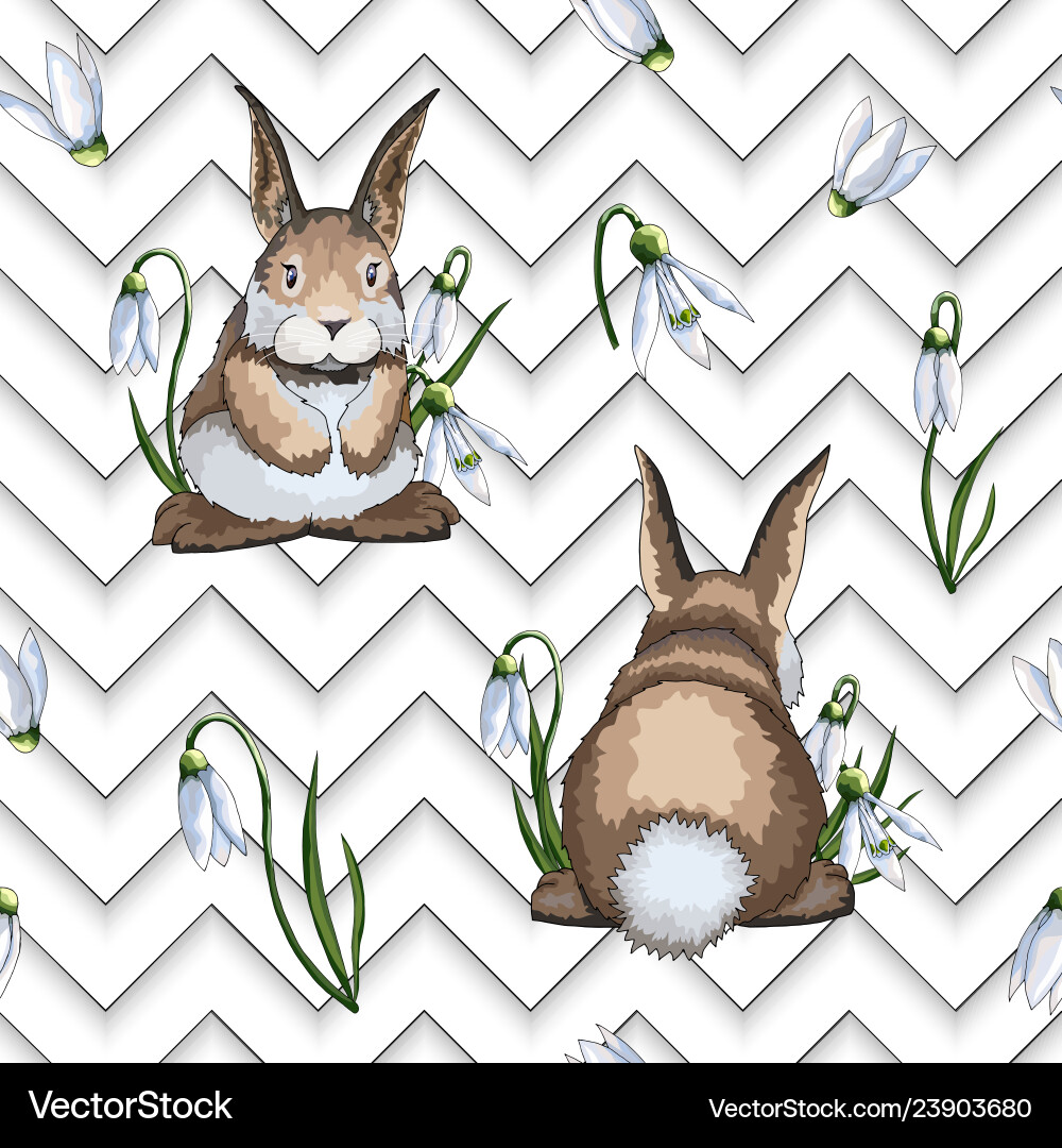 Hand drawn easter seamless pattern with hares Vector Image