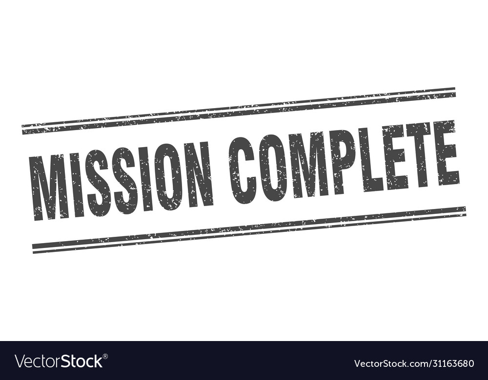 Mission complete stamp label