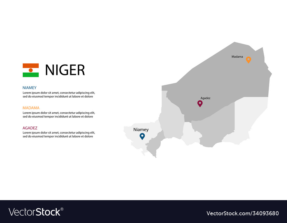 Niger map infographic template slide Royalty Free Vector