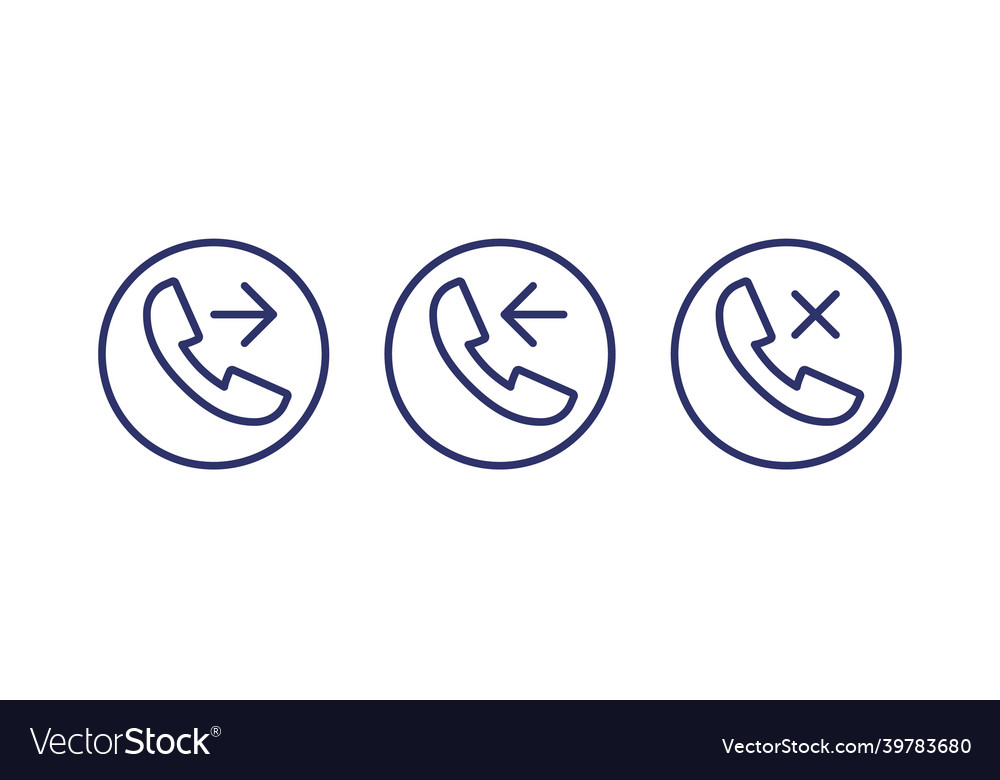 Phone call incoming outgoing missed line icons