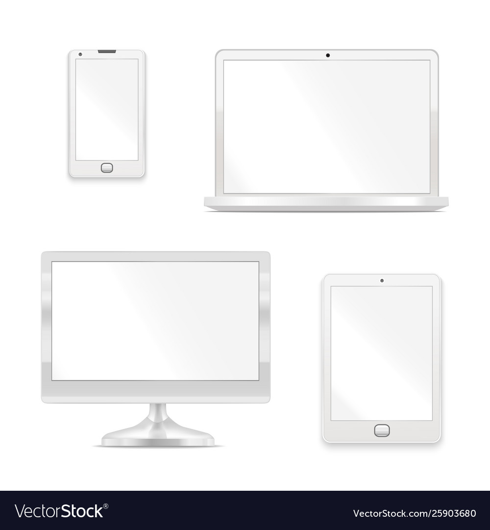 Realistic detailed 3d white blank device template