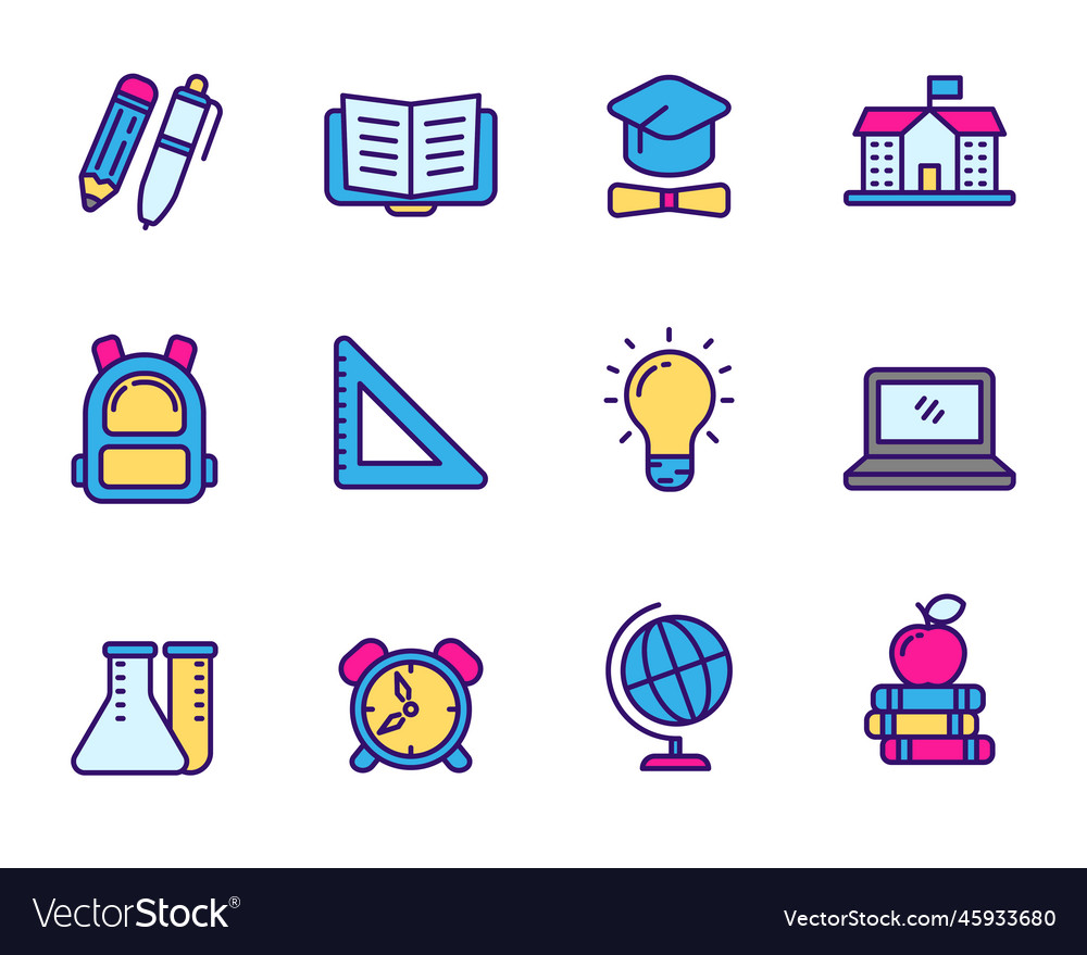 Set of education icon with colorful design Vector Image