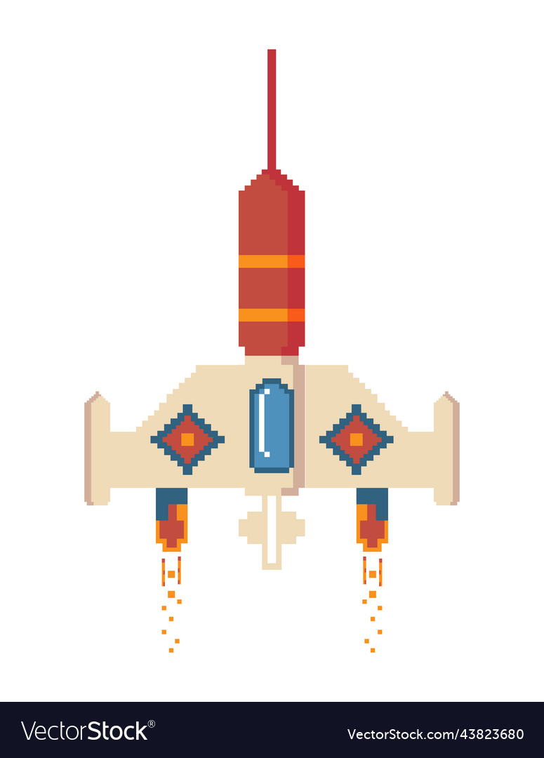 Space ship eight bit style Royalty Free Vector Image