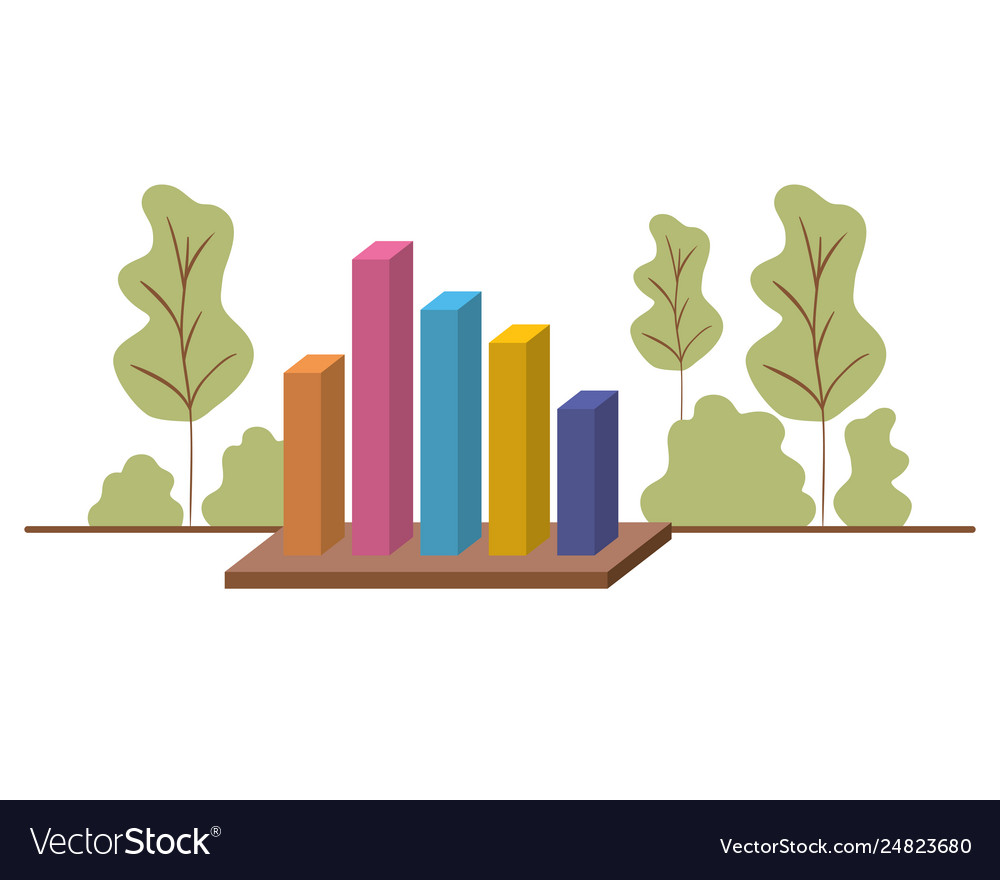 Statistics bars with forest landscape