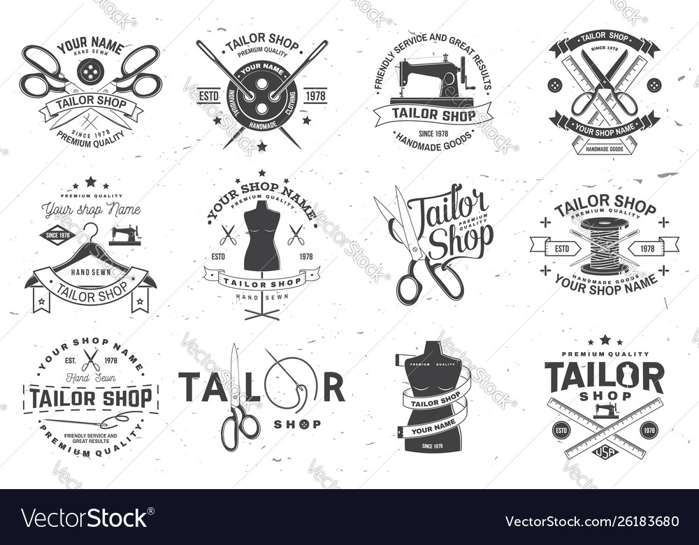 Tailor shop badge concept for shirt Royalty Free Vector