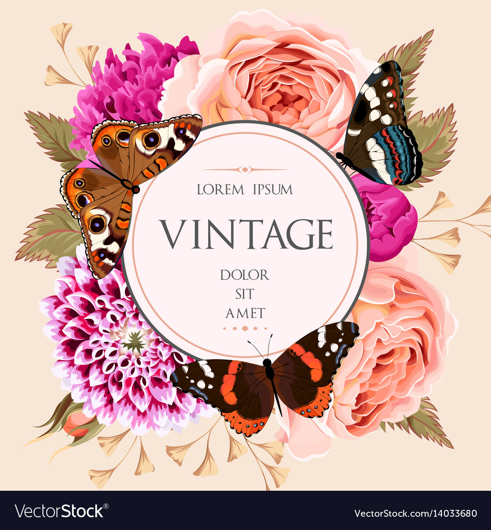 Vintage card with beautiful flowers Royalty Free Vector