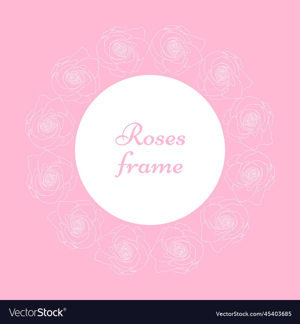 Circle frame with hand drawn line sketch roses