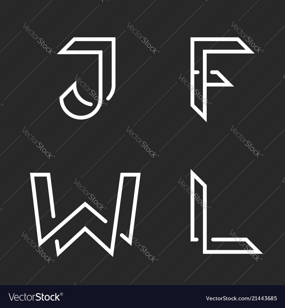 Elegant letters set w j f l logos creative vector image Elegant letters set w j f l logos creative