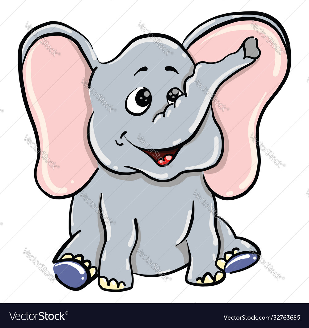 Elephant with big ears on white background Vector Image