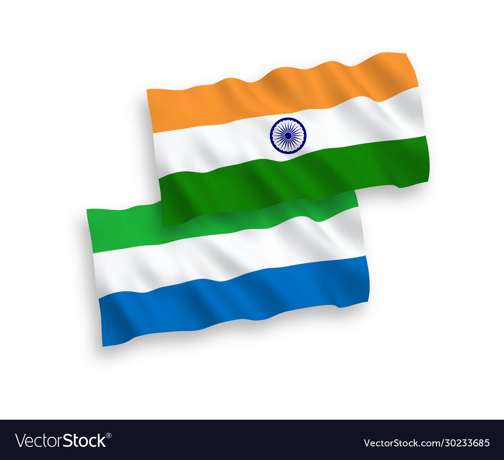 Flags india and sierra leone on a white