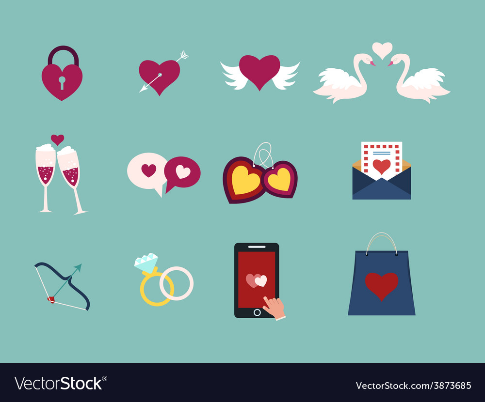 Flat design set for icons valentines day Vector Image