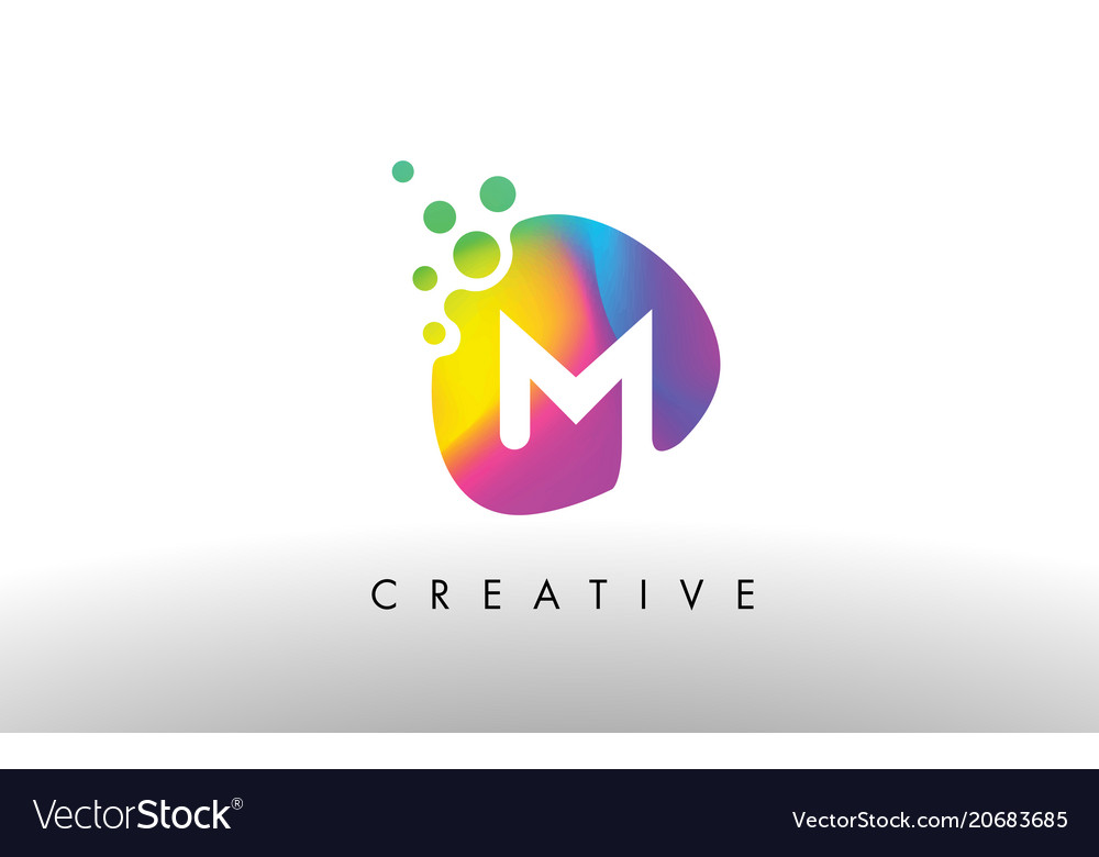 M colorful logo design shape purple abstract Vector Image