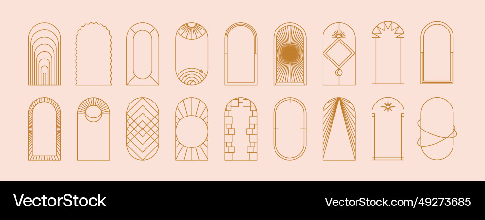 Modern aesthetic linear frames arch Royalty Free Vector