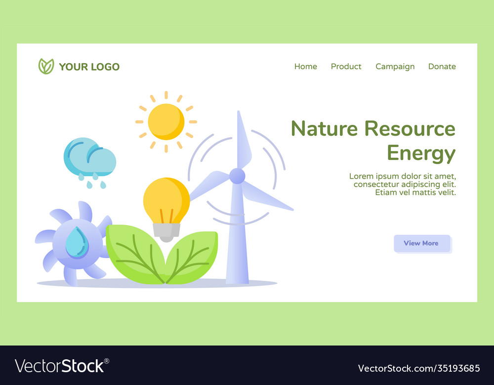 Nature resource energy hydro wind sun solar leaf Vector Image