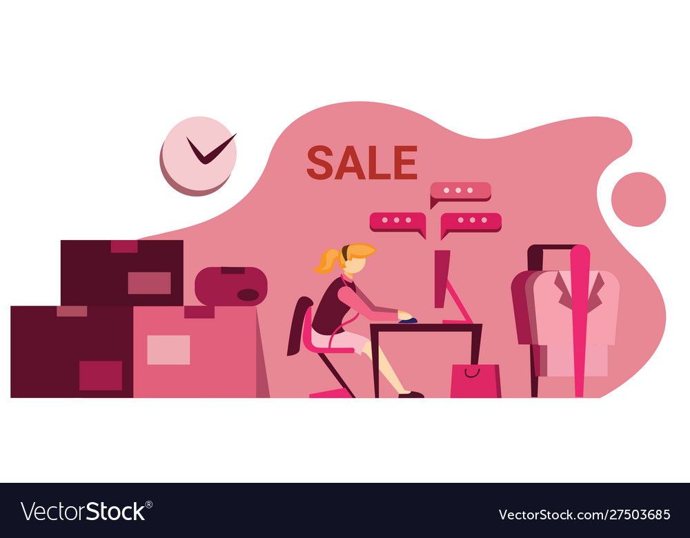 Online Shop Fashion Background Flat Royalty Free Vector