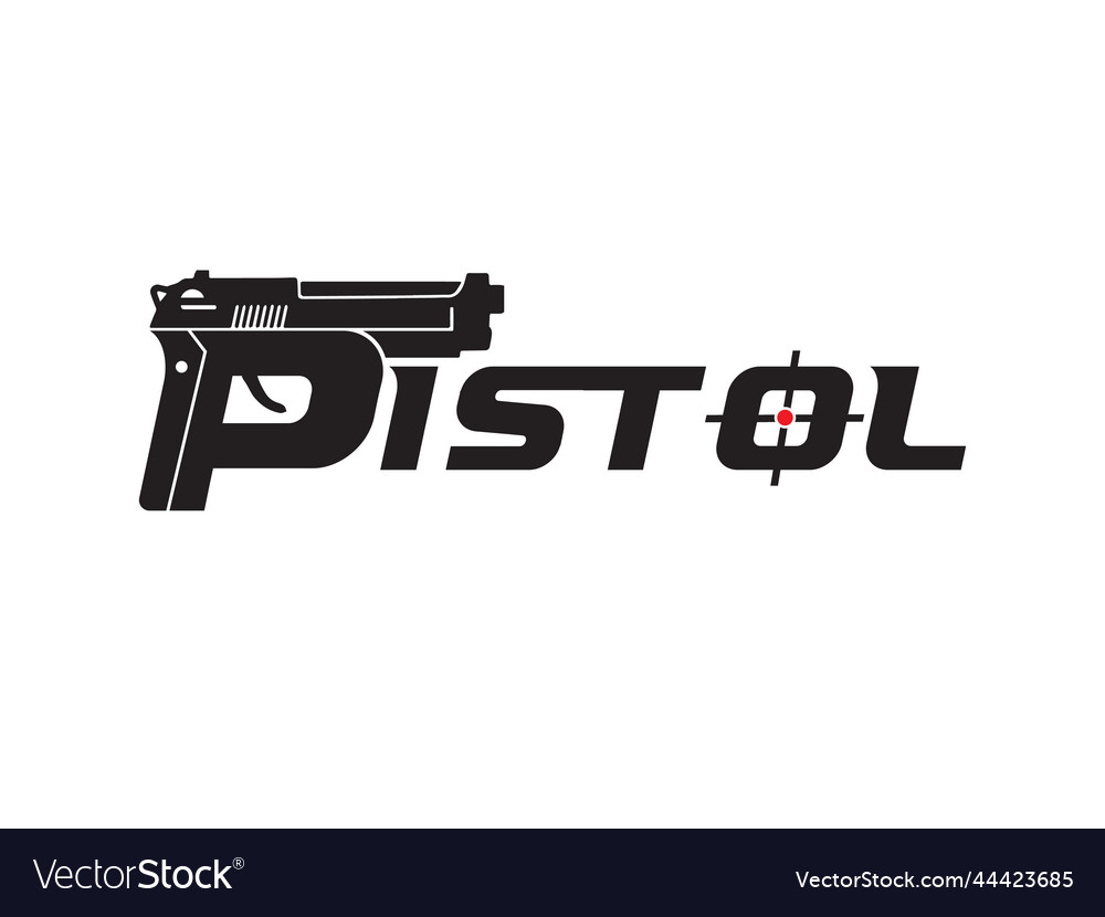 Pistol p letter logo design text logo Royalty Free Vector