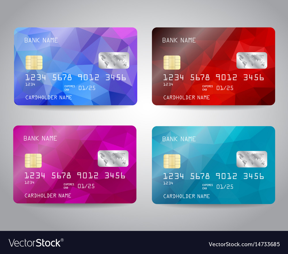 Realistic detailed credit cards set Royalty Free Vector