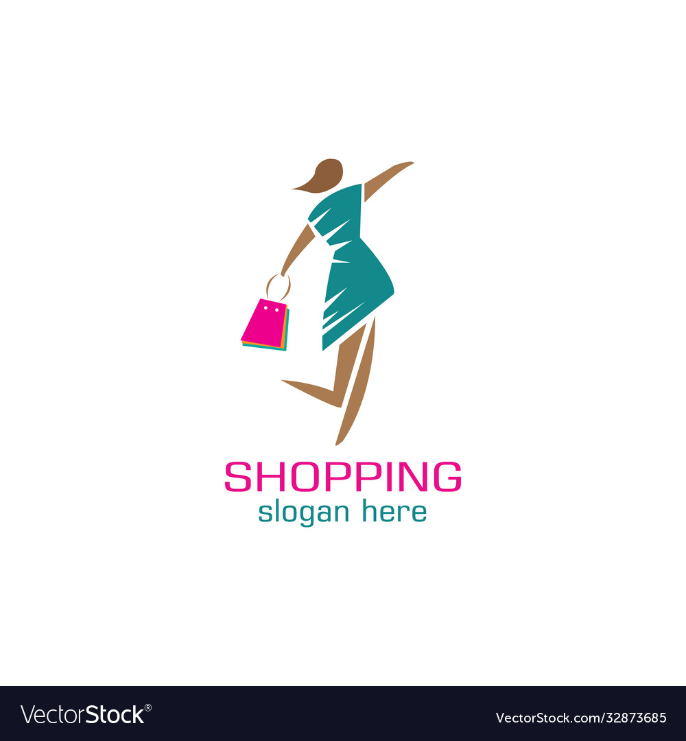 Shopping woman logo color design template maker Vector Image