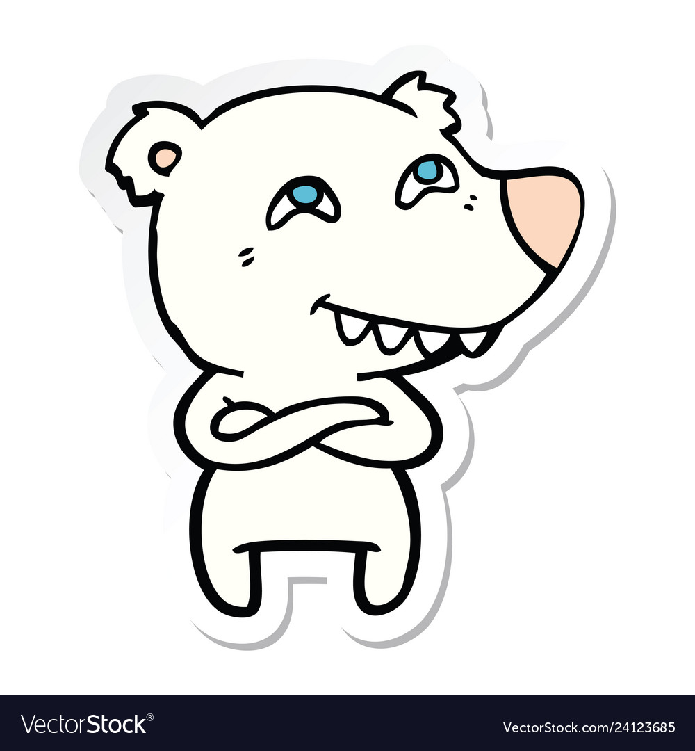 Sticker of a cartoon polar bear showing teeth